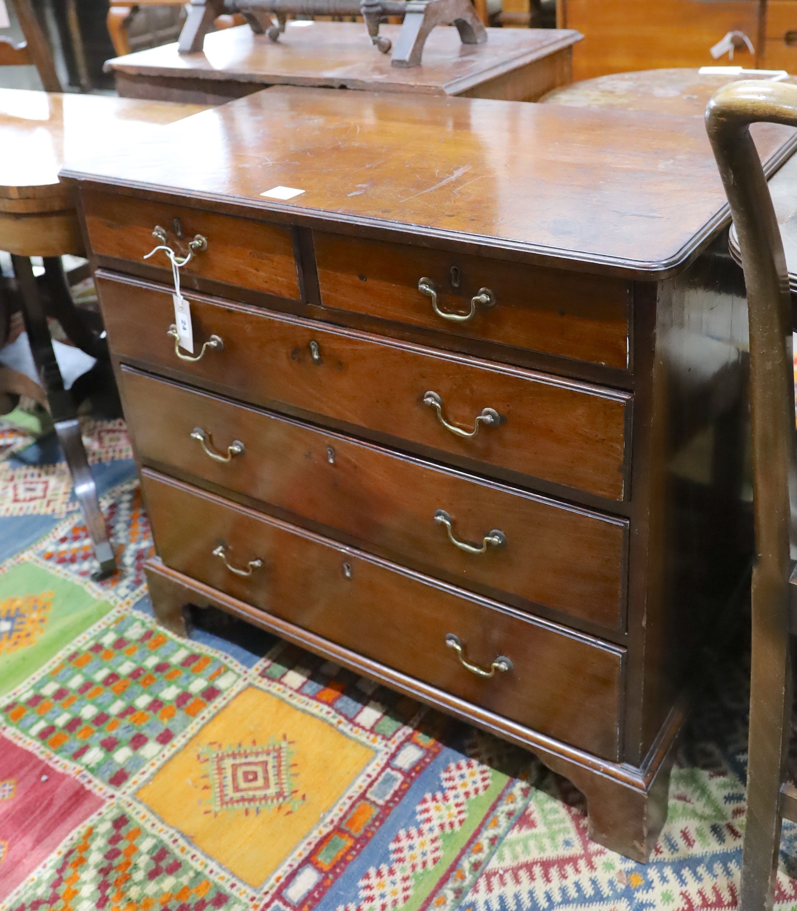 A small George III mahogany chest, width 85cm, depth 47cm, height 79cm